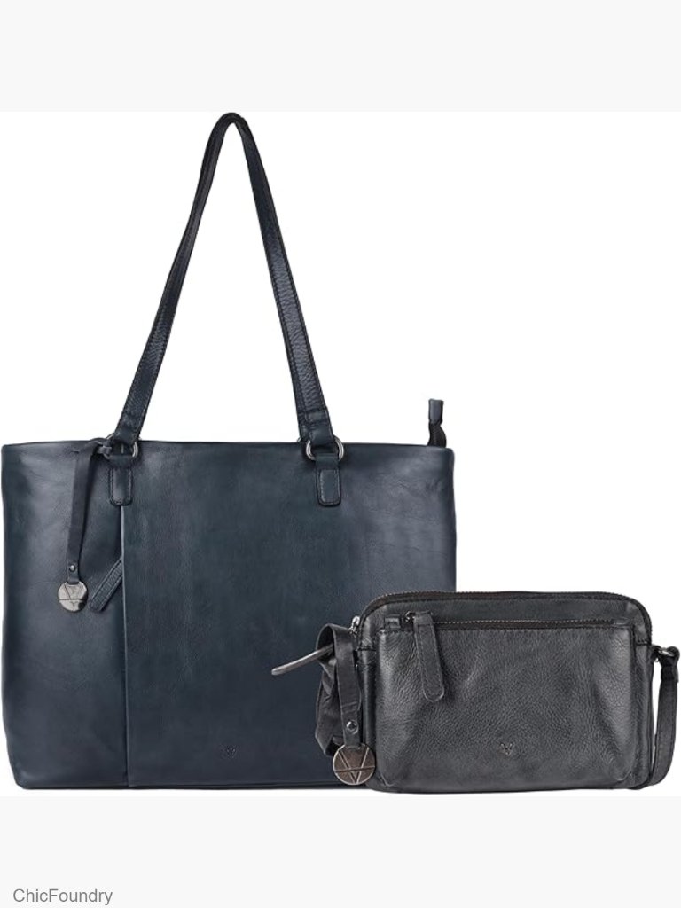 Genuine Italian Leather Tote Crossbody Satchel Set - 3 Bags, Top Handle,